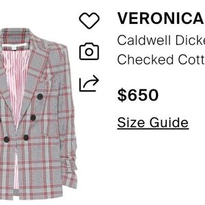 VERONICA BEARD CALDWELL DICKEY PLAID  BLAZER EXCELLENT CONDITION SIZE 0